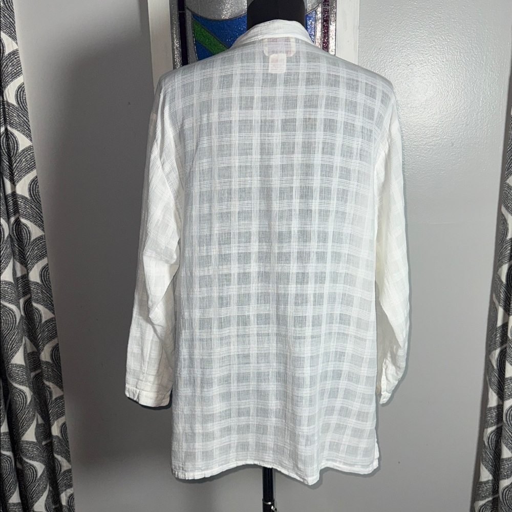 VTG April Cornell White Gauze Lace Trim Tunic Blouse SZ M - Picture 5 of 10